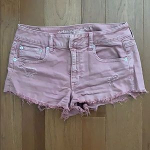 Dust rose high waisted jean shorts